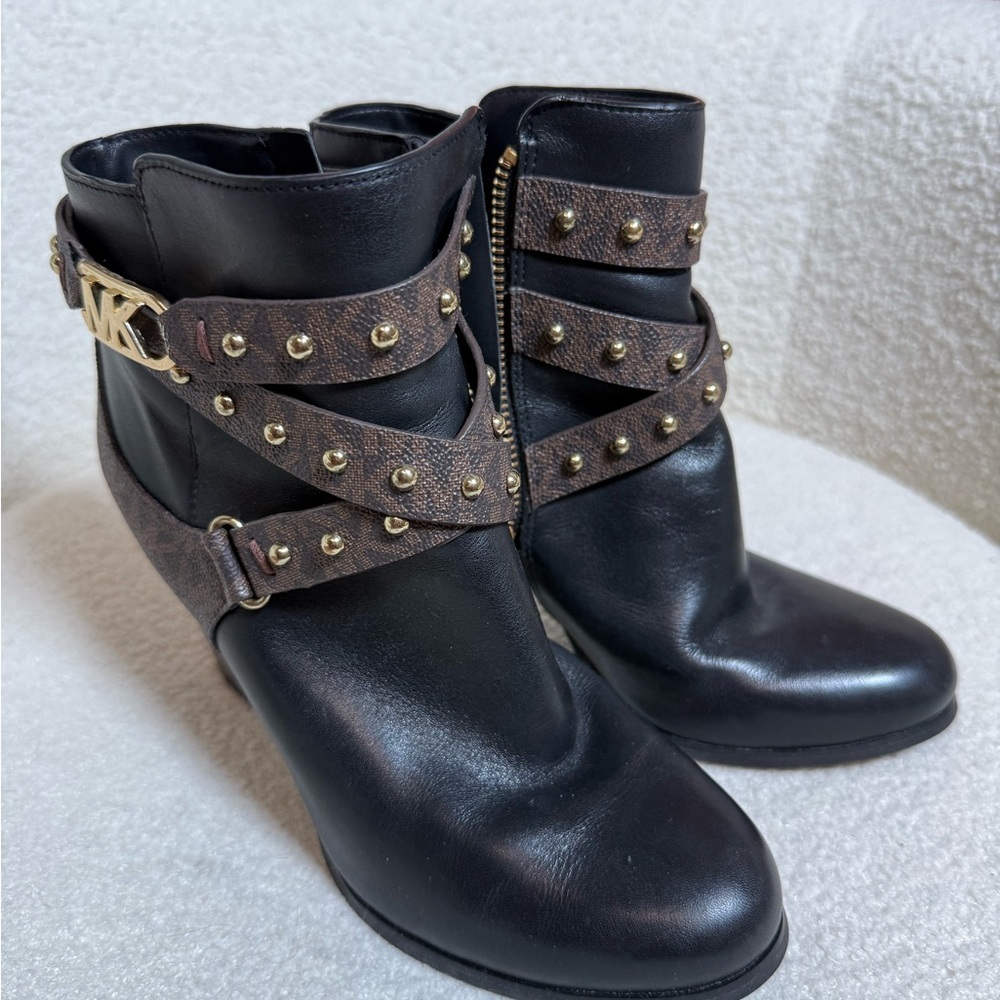 Michael Kors Black Ankle Booties with Studded Straps